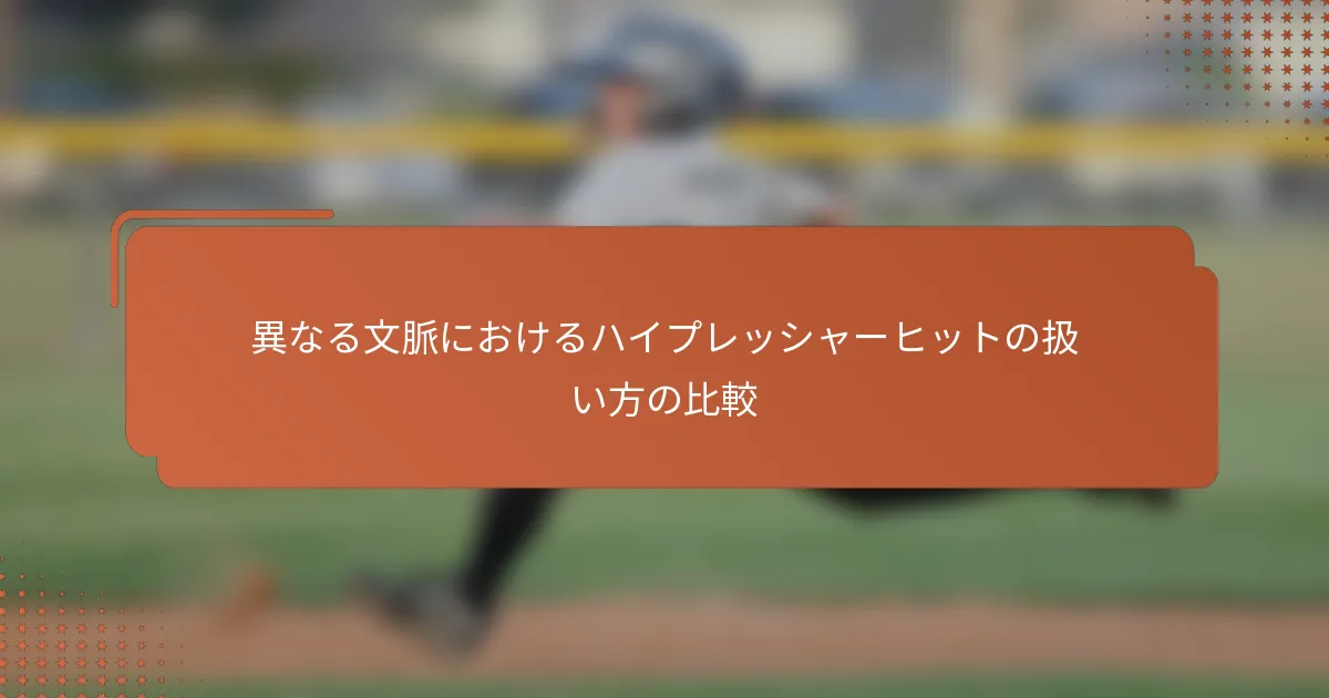 異なる文脈におけるハイプレッシャーヒットの扱い方の比較