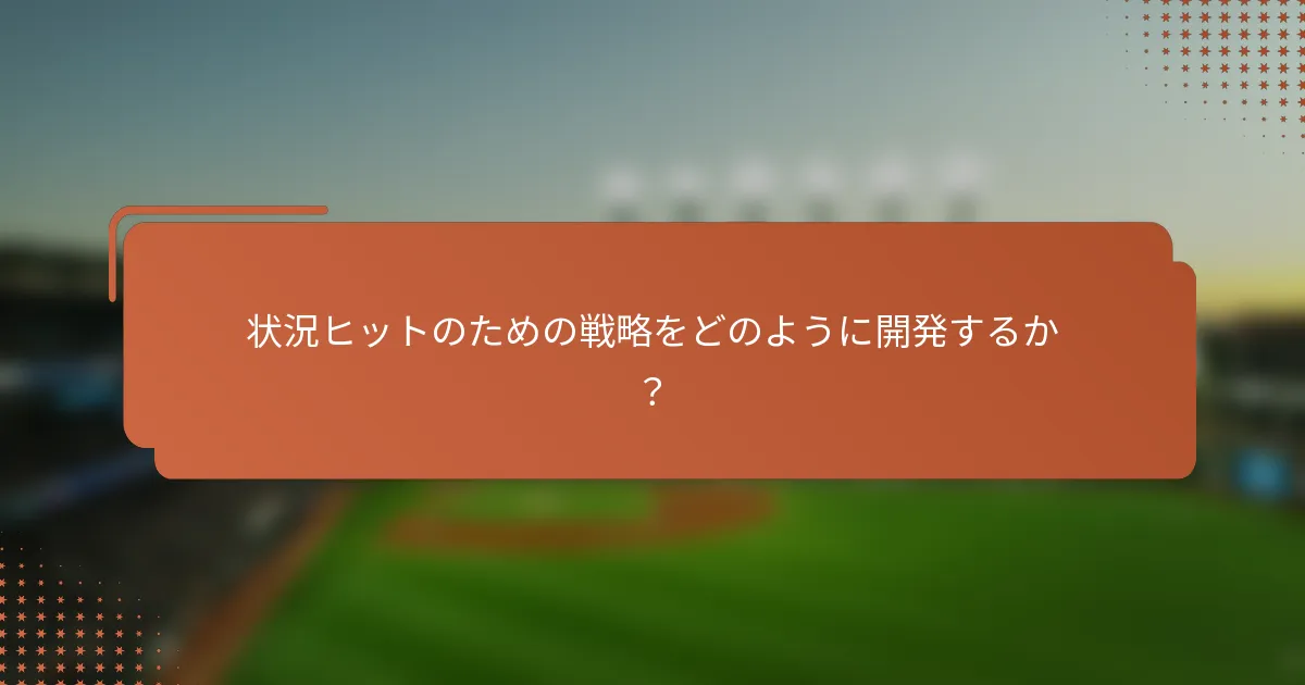 状況ヒットのための戦略をどのように開発するか?